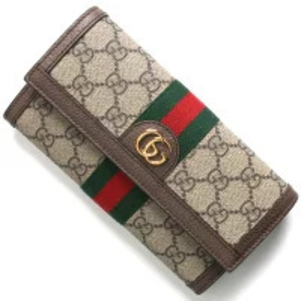 Gucci Long Wallet Ophidia GG Beige Ebony Brown Green Red